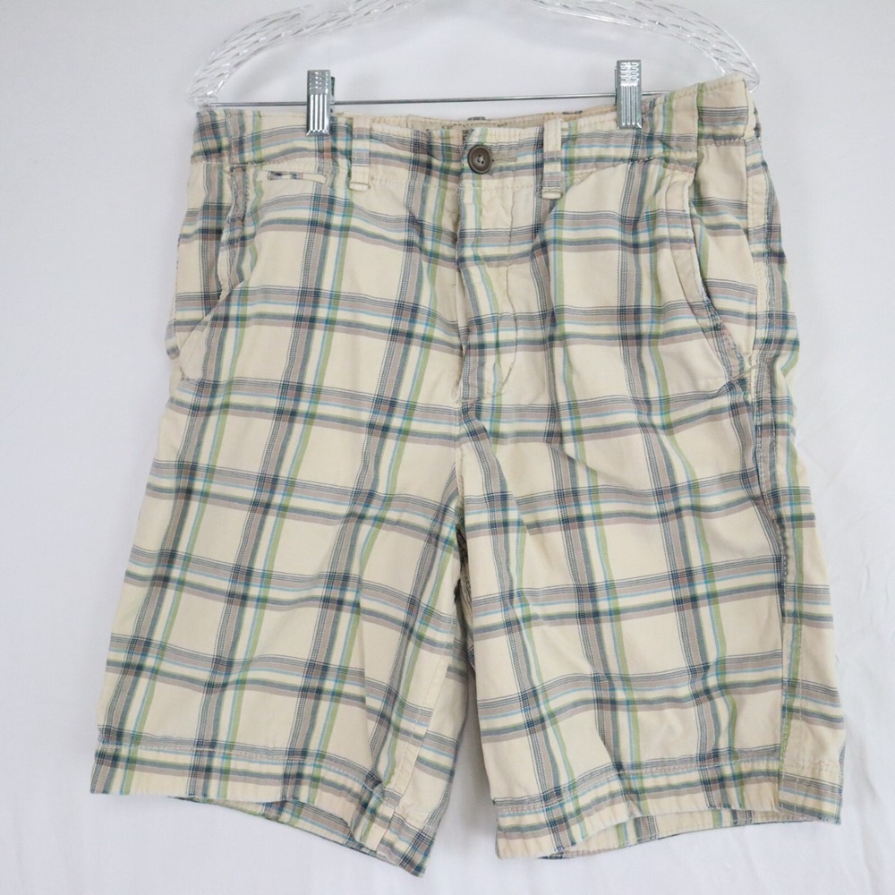 Abercrombie & Fitch Shorts Mens 30 Button Fly Flap Pocket Chino Casual Plaid
